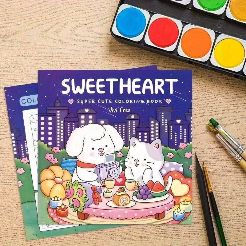 Cross-Border Adult & Teen Coloring Book: Cute Animal Characters for Easy Coloring