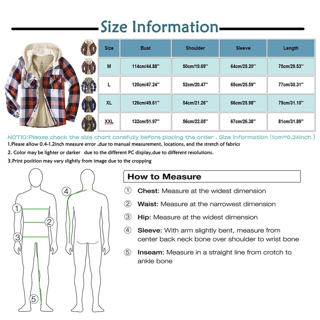 Men's Quilted Lined Button Down Plaid  Shirt Add Velvet To Keep Warm  Jacket With Hood(Non-positioning Printing)
