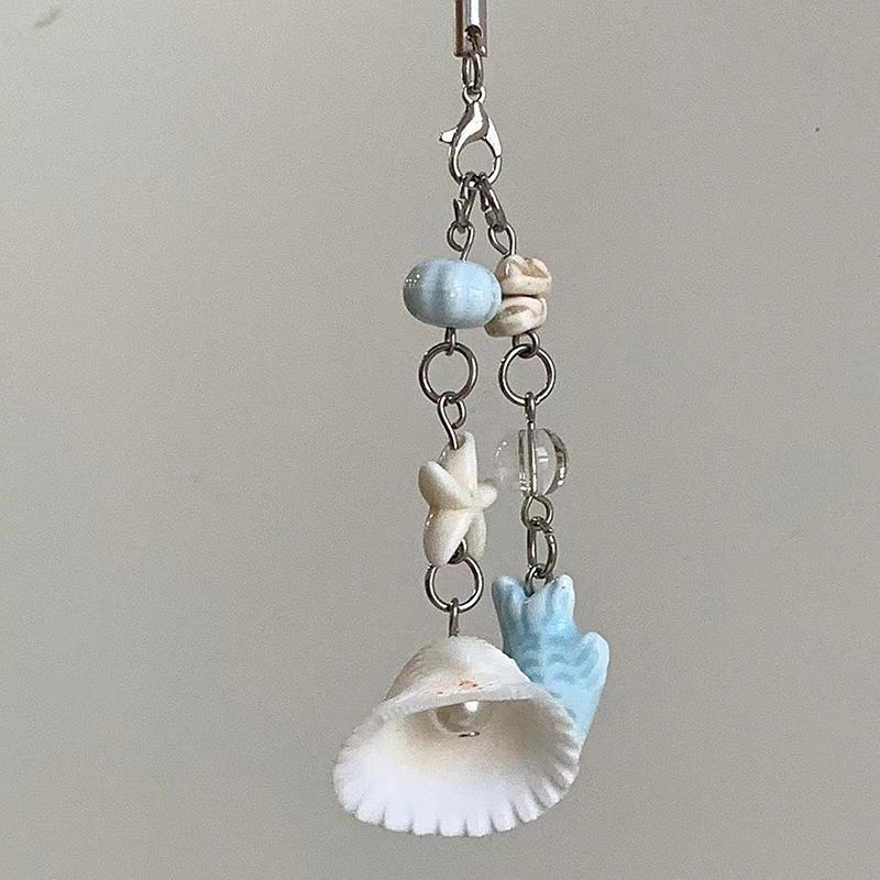 Summer Starfish Shell Charm Keychain Phone Lanyard Keyring Bag Pendant Accessory Aesthetic Y2K Jewelry