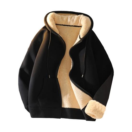 Felpa con cappuccio da uomo autunno inverno spessa foderata in pile con cappuccio maniche lunghe con tasche tinta unita polsini elastici larghi coulisse giacca coppia cappotto sportivo