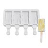 Silicone Ice Cream Mold, 4 Cell Ice Lolly Mold DIY Ice Cream Maker for Frozen Dessert Popsicle