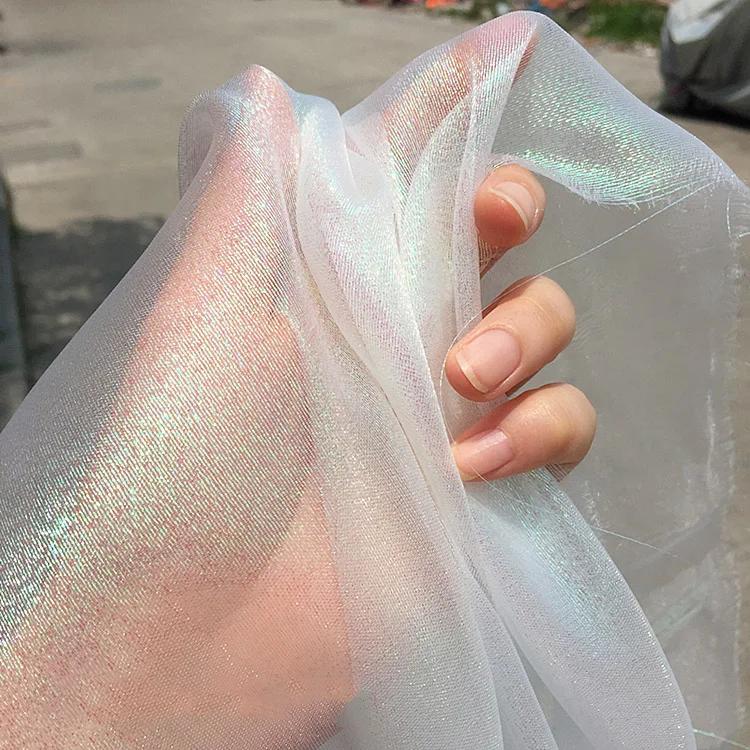 100x150cm țesătură din organza cu sclipici strălucitoare, voal, culoare magică, tifon, cusut fuste, fundal, decorare pentru scenă, pânză fluorescentă