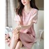 Demana Women's Striped Patchwork Puff Sleeve A-Line Dress