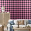Pink Plaid Wallpaper, Purple, Powder Pink and Black, 50x1000