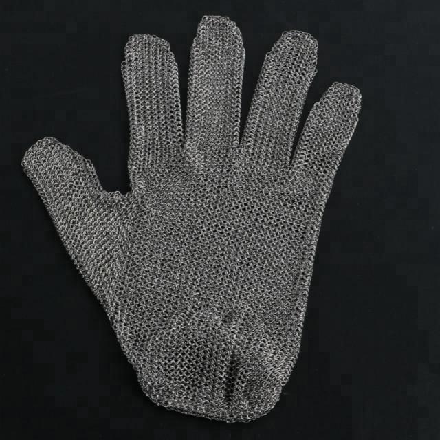Anti-Cut Full Textured 316L Stainless Steel Chainmail Gloves for Butchers