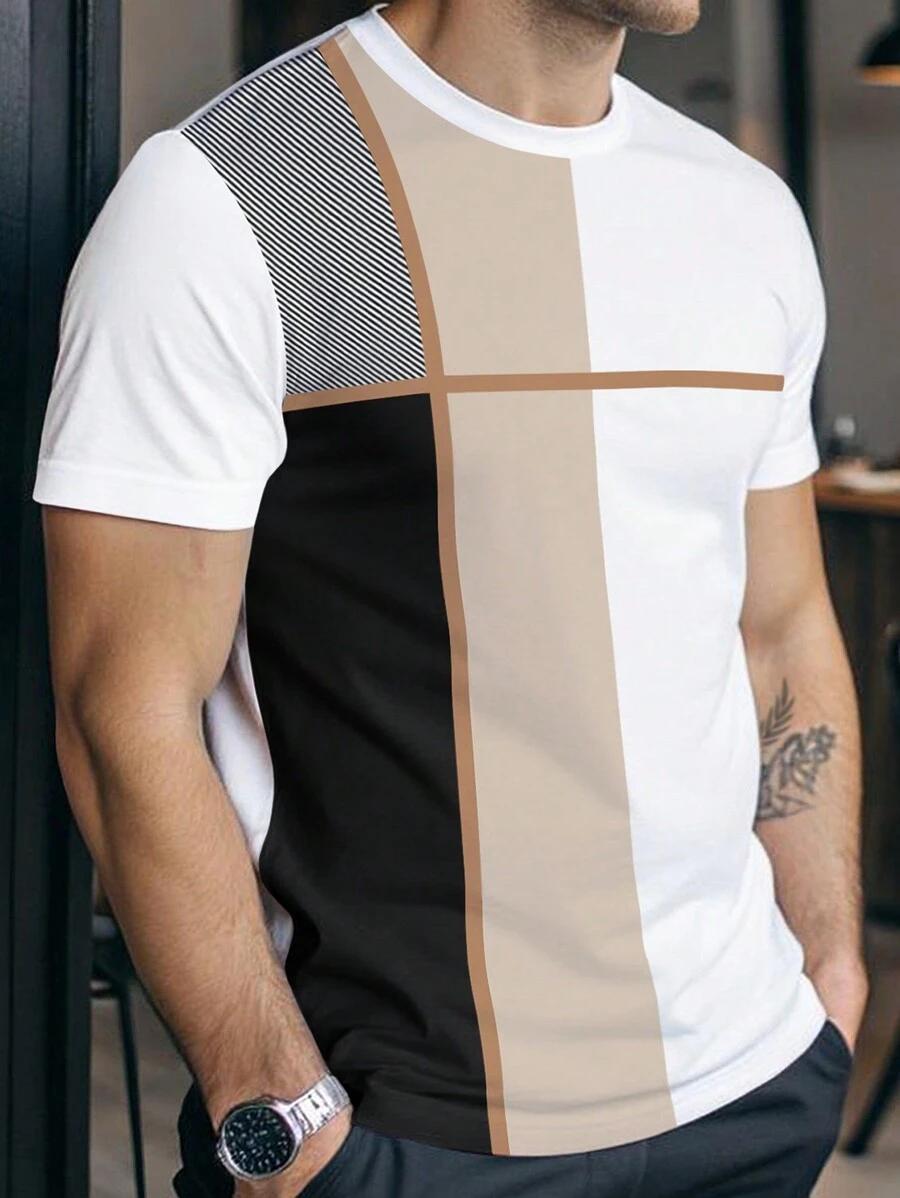 Manfinity Homme Men s Colorblock Round Neck Short Sleeve Casual T-Shirt White S