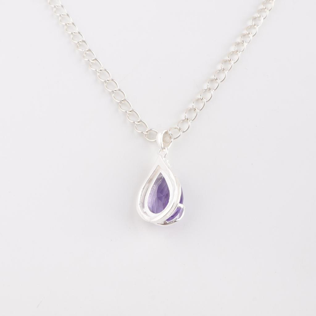 Purple Iolite Gemstone 925 Solid Silver Jewelry Designer Zircon Pendant For Her CZP-7-14