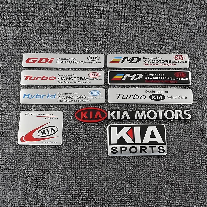 RPFU6 Car 3D Aluminum Logo Body Side Fender Decoration Stickers For KIA K9 Sportage Niro K5 Carnival EV6 EV9 EV3 K8 Stinger Forte Ceed