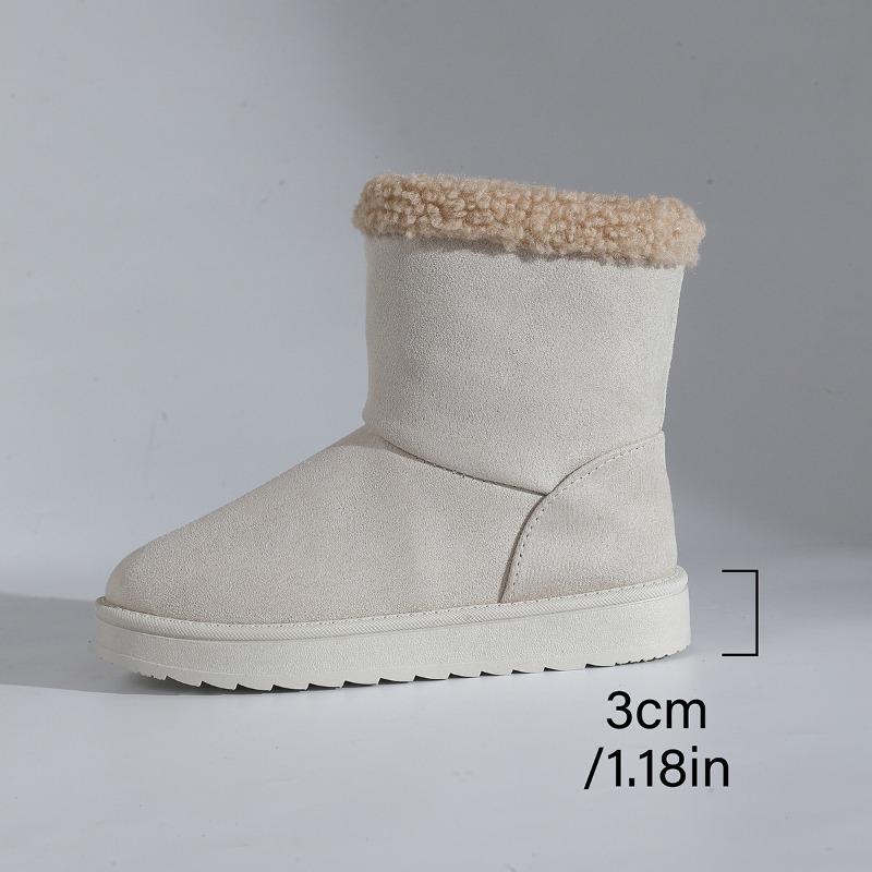 Neue Damenschuhe in Übergröße, Schneestiefel, Kurze Stiefel mit dicken Sohlen, Fleece- und verdickte Baumwollstiefel