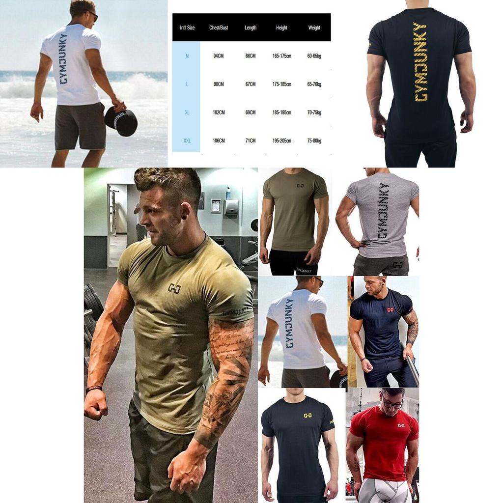 Luxurious Men Gym Bodybuilding Tank Top Muscle Short Sleeve Casual Tee Shirt