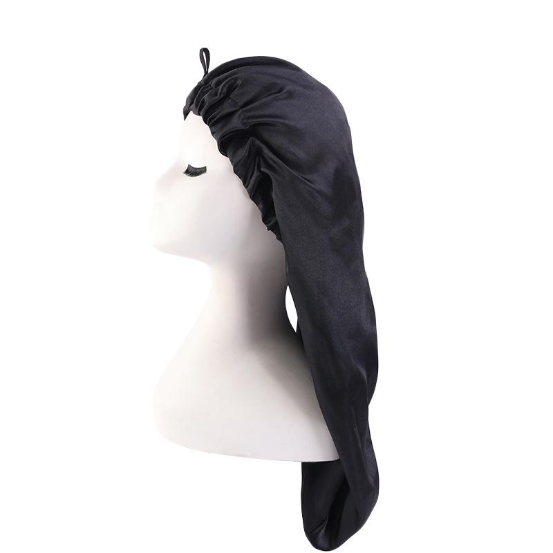 Satin Nightcap, Elastic Buckle Long Tube Hair Care Cap, Dual-Purpose Long Hair Cap, Shower Cap, Headscarf Hat