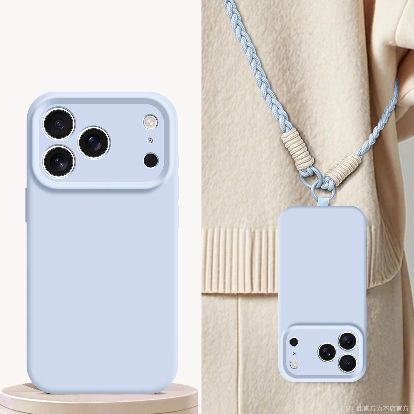 

Liquid Silicone Phone Case For iPhone 17 Pro Max 17Air 16 17 Pro 15 14 Plus With Crossbody Lanyard camera Protection Coque Cover For iPhone 17 ProMax