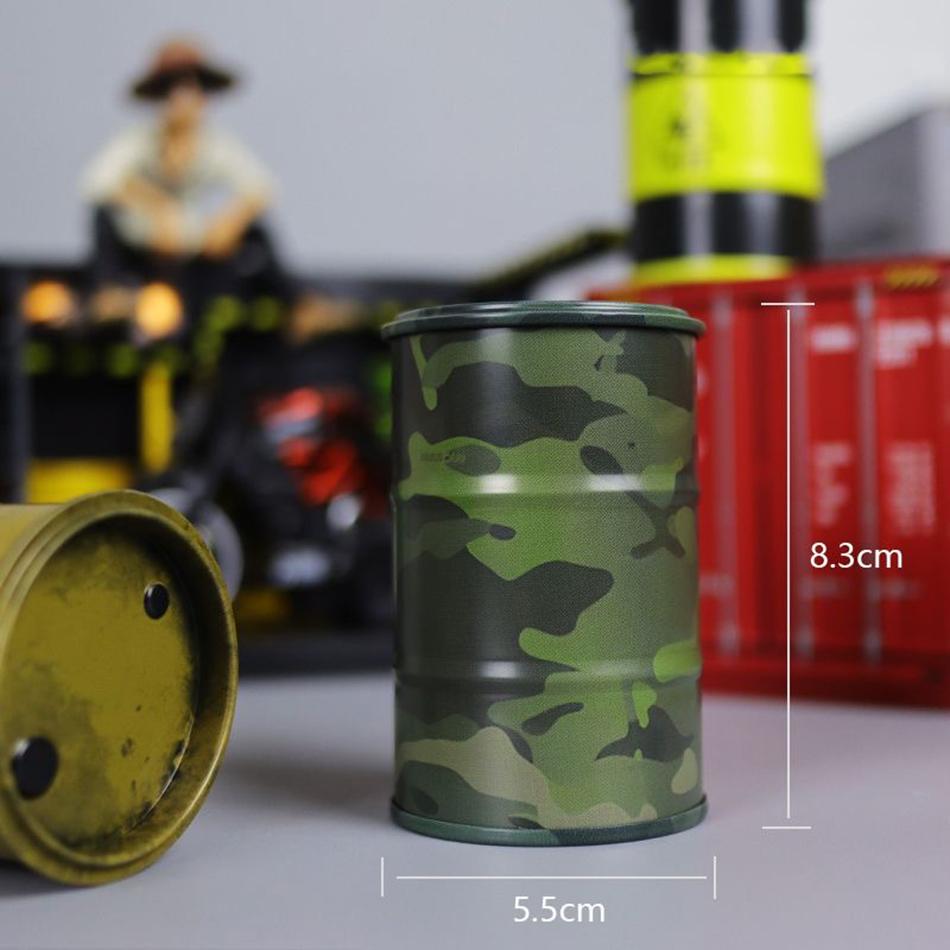 Iron Mini Oil Drum Model Chemistry Oil Drum Model Car Model Storage Box Desktop Decoration War Games Scene Model for Xmas Gifts