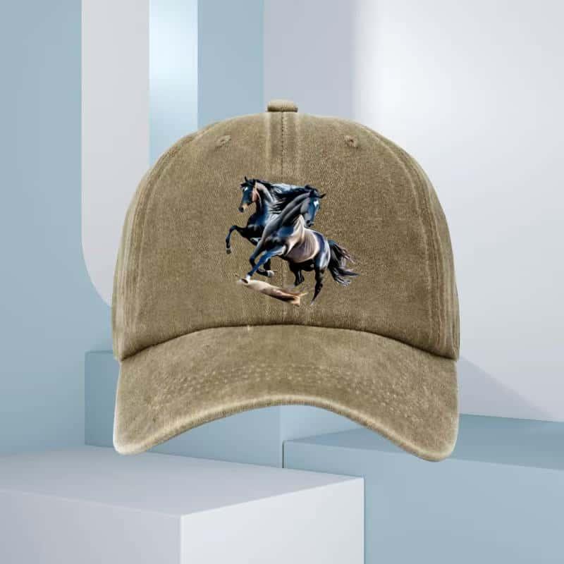 

Men s Sunscreen Baseball Hat with Double Horse Pattern Printed Hat Breathable Suitable for Casual and Sports Wear