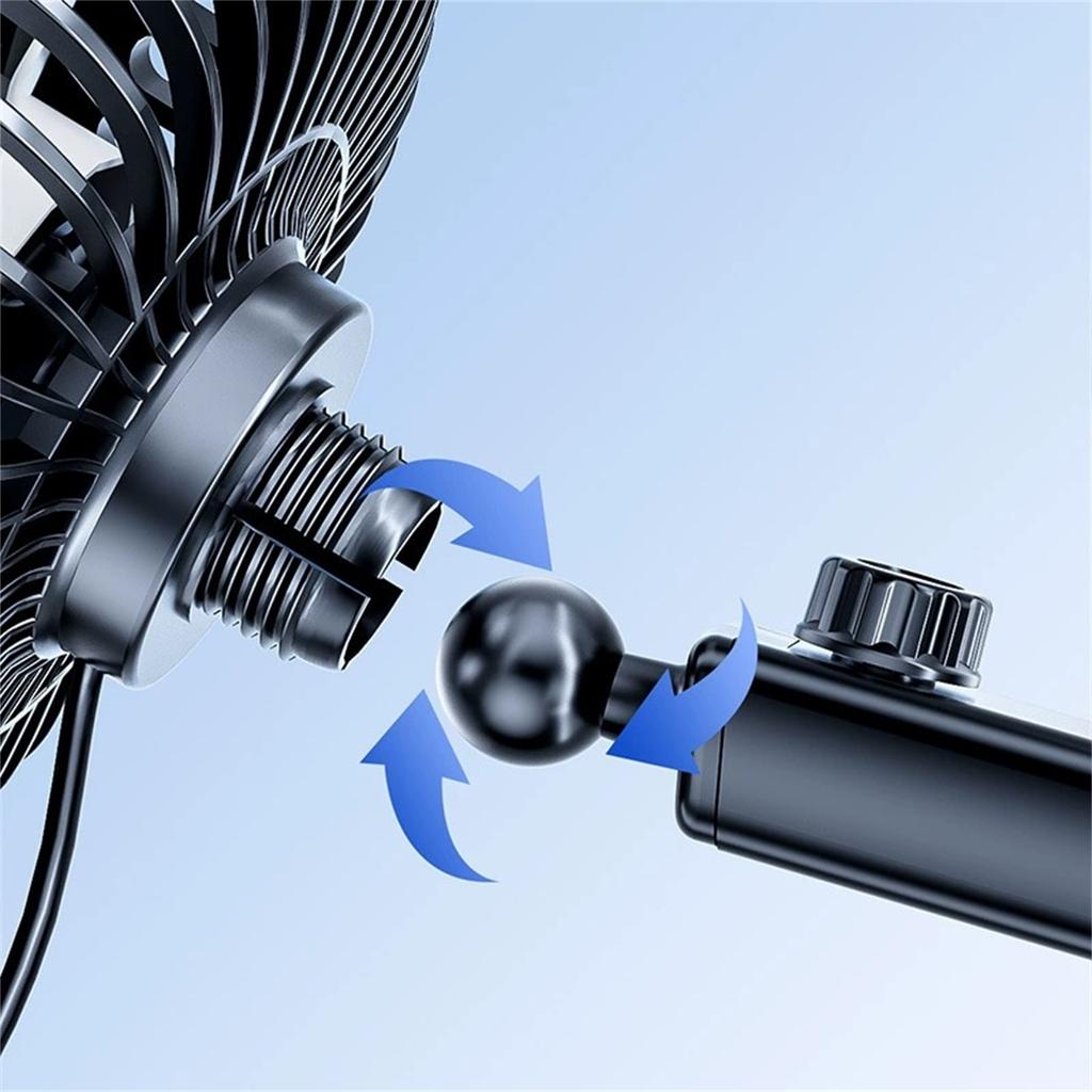 12V/24V USB Car Dashboard Fan - Adjustable Suction Cup Mount, 360° Rotating Clip- Fan for Vehicles