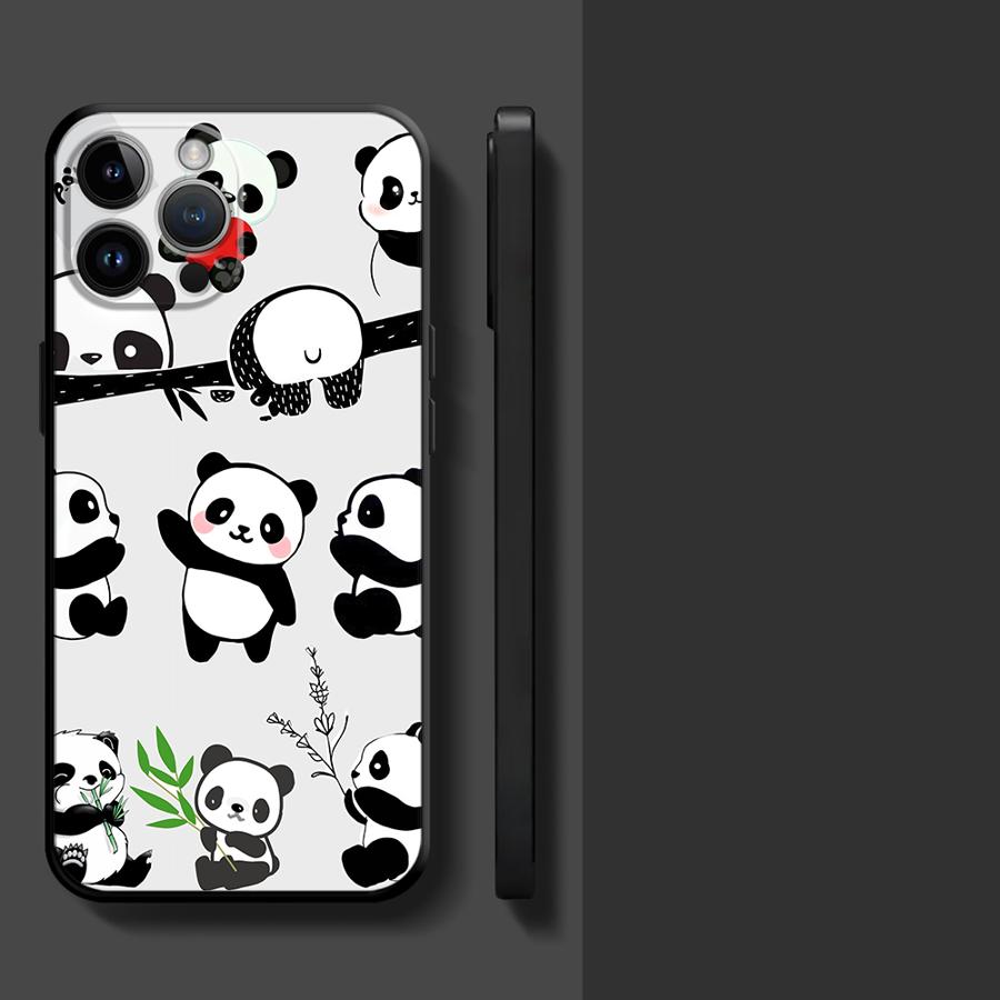 Phone Case for Apple iPhone 17 Pro Max 14 12 15 Pro 7 8 11 17e XR XS MAX 13 Air 16 Funda Phone Cover Cartoon Cute Panda