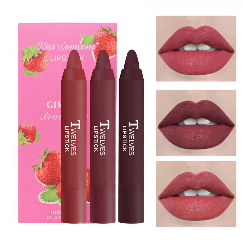3-Piece Velvet Matte Crayon Lipstick Set In Compact Box