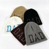 Popular DAD Printed Knitted Hat for Men and Women Versatile Solid Color Vertical Strip Cold Hat Street Trend Warm Wool Hat