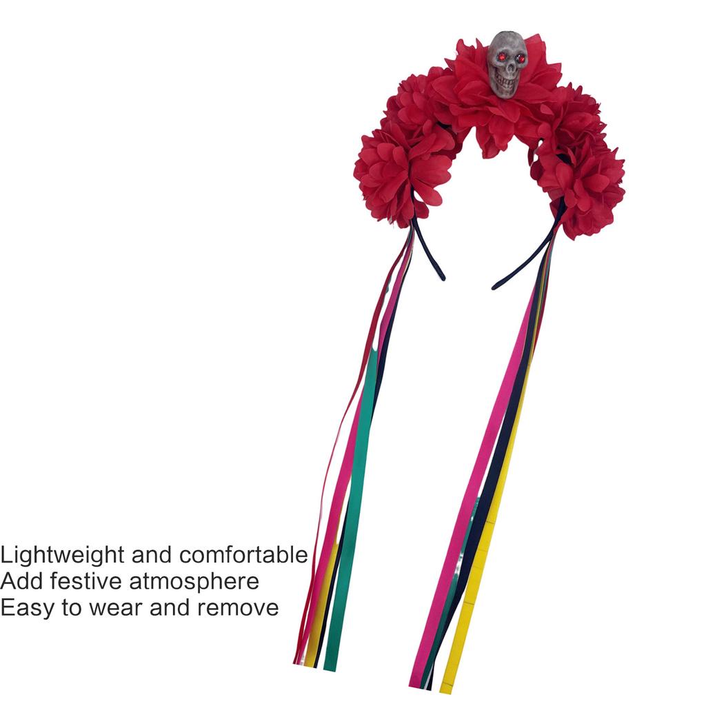 Gothic Skull Witch Party Rose Hair Hoop Halloween Skull Role Play Costume Proms Party Live Show Headwear