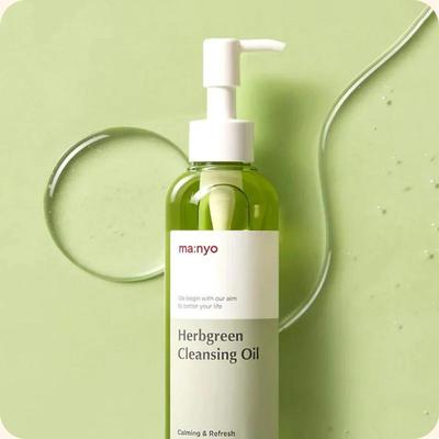 Ulei de curățare verde cu plante Manyo Factory 200ml, calmant, răcoritor, hidratant, cosmetice coreene, Kbeauty, mostră