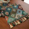 Imanqi Yun Retro Colorful Jacquard Diamond Geometric Tassel Table Runner