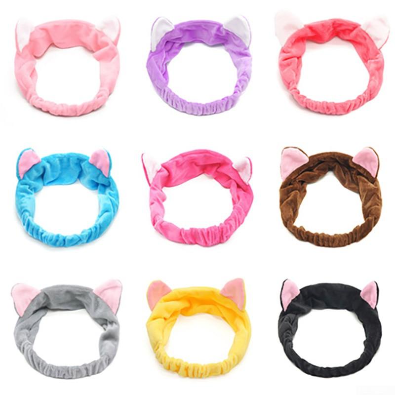Damska dziewczęca miękka opaska z uroczymi kocimi uszami idealna do spa i makijażu