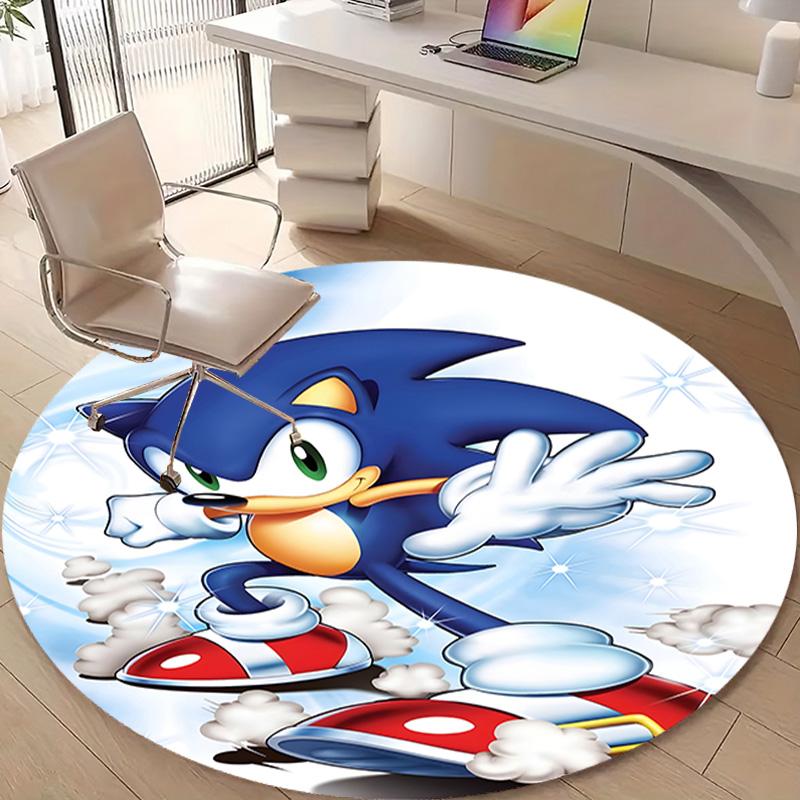 1pc Sonic1 Design Printed Area Round Carpet for Bedroom Living Room Home Decor Rugs Mat Non Slip Mat Rug for Bedside