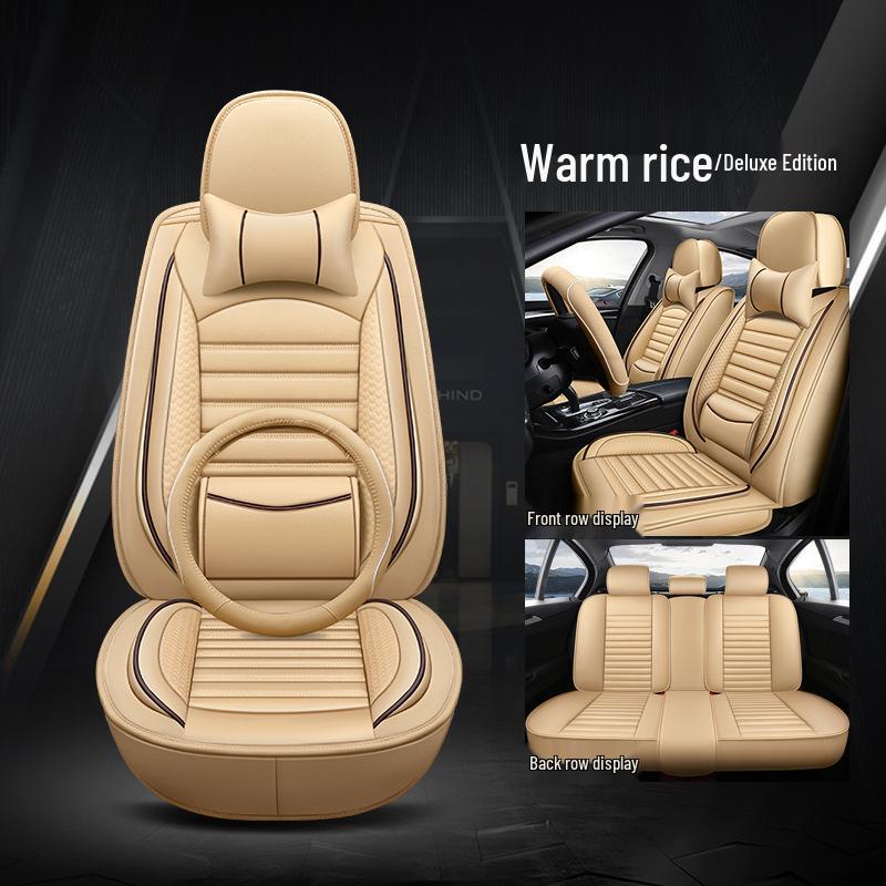Universal Leather Car Seat Cover - All-Season Full Set Cushion