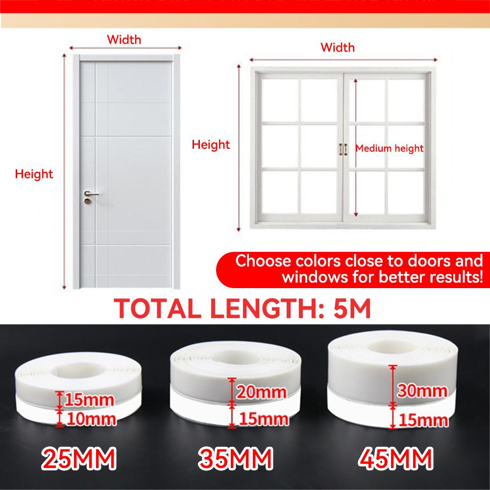 5m Türdichtungsstreifen unten selbstklebend wasserdicht Fensterdichtung Wetterstreifen Winddicht Staub Windschutzscheibe selbstdichtendes Klebeband Wetterstreifen