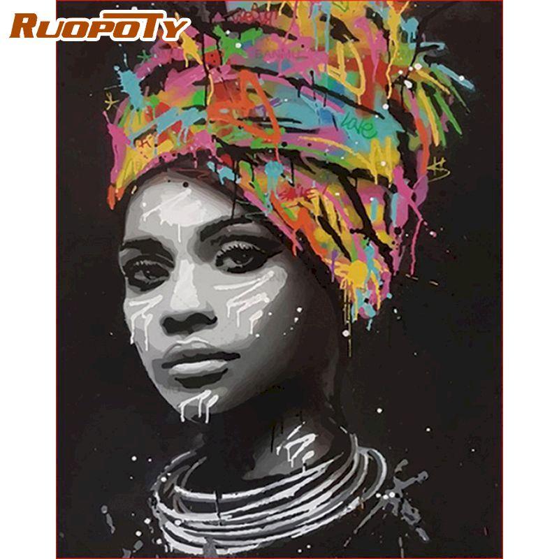 RUOPOTY Modern Lady Painting By Numbers Handmade Home Decoration Figure Picture Canvas Painting For Home Decor 40x50CM