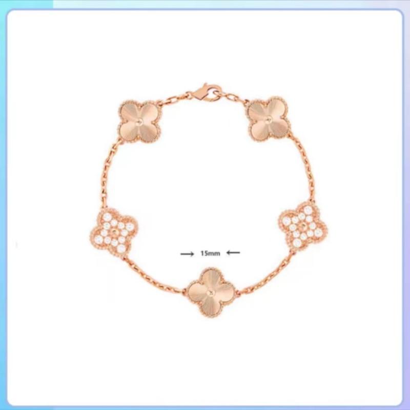 Four-leaf Clover Bracelet Red Agate Black Agate White Mother-of-pearl Five-color Flower Lucky Bracelet for Women