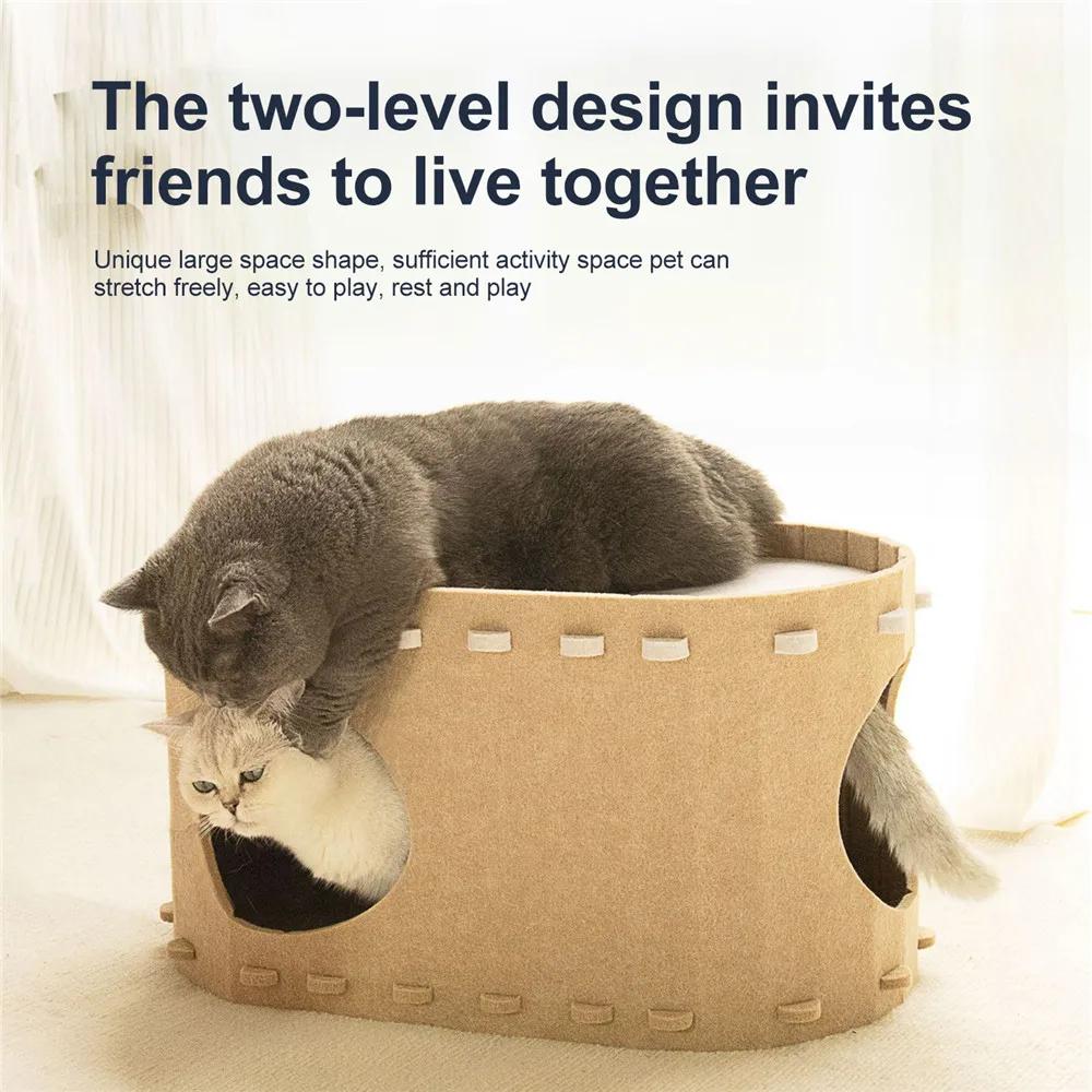 Felt Cats Bed Wear Resistant Pet House Detachable Cat Amusement Park Pets Shelter All Season Universal Pet House Cat Accessories