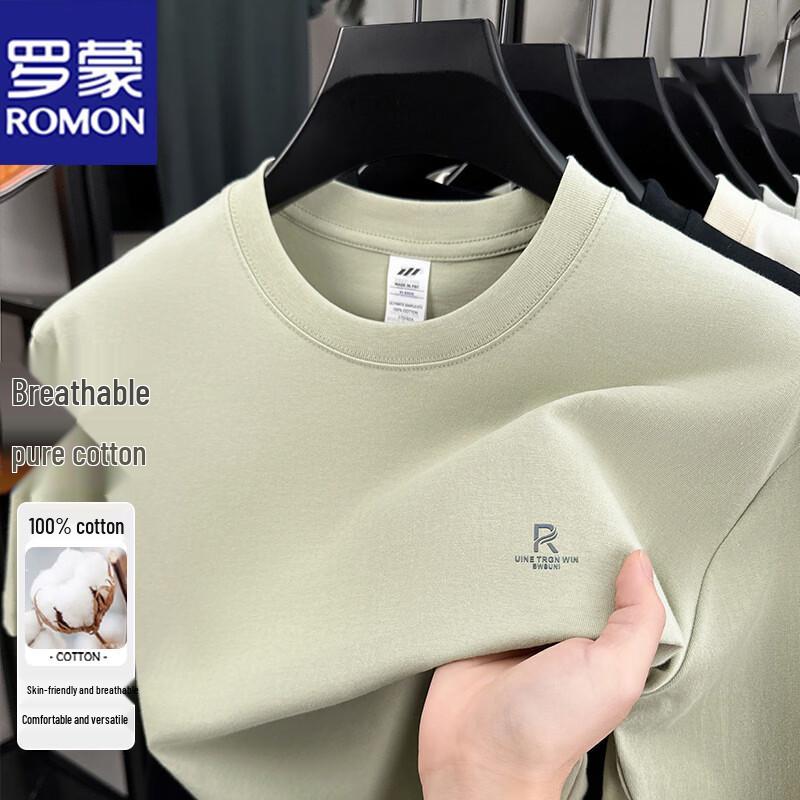 ROMON Men's Pure Cotton Short Sleeve Round Neck T-Shirt