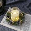 Christmas Candle Ring Artificial Pine Needle Pinecone Berries Garland Rustic Festive Candle Wreath for Home Table Decor