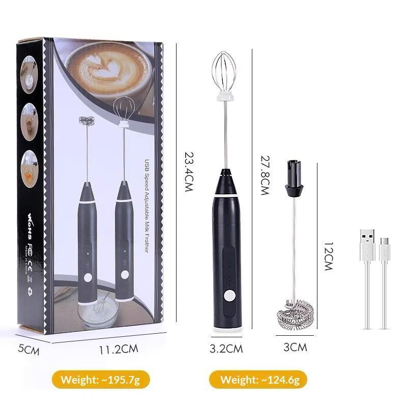 Batidora de Huevos Eléctrica de Mano Recargable 3 Velocidades Varillas de Acero Inoxidable Para Horneado Casero Espuma de Café Crema Postres