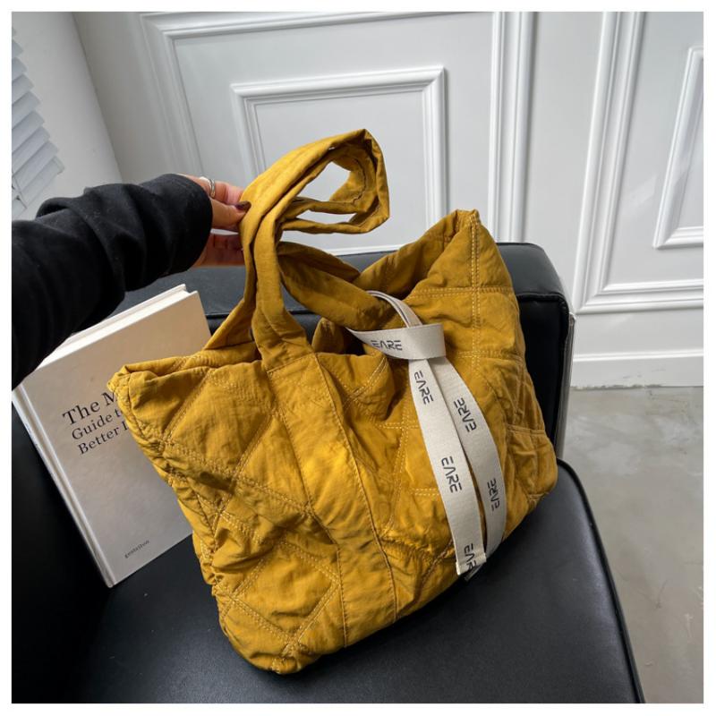 Leisure Down Bag  Women's Shoulder Bag Autumn and Winter Linggetote Bag Large Capacity Bag  Student Bag