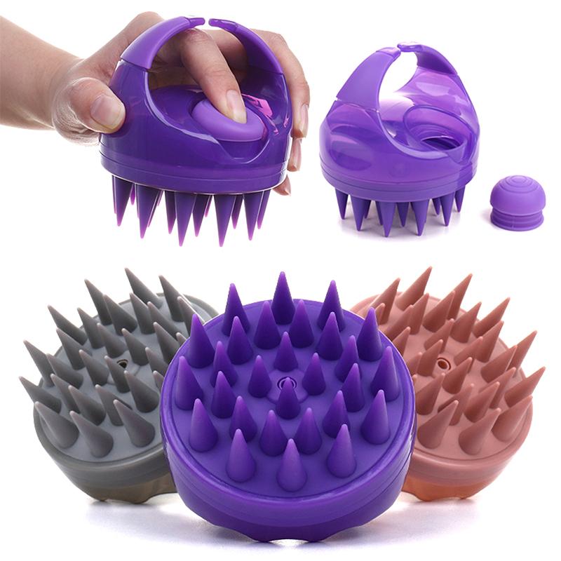 Silikonowa Szczotka do Szamponu z Dozownikiem Oleju, Głowica Masująca z Rączką, Szczotka do Włosów, Masażer Skóry Głowy, Szczotka do Skóry Głowy