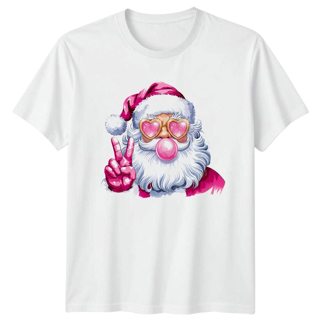 Modern Santa Christmas Holidays Unisexs TShirt Unisexs Tee Bubblegum Graphic Top