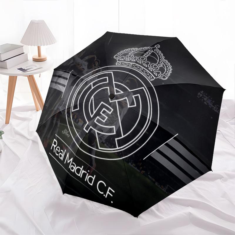 Real Madrid CF  pattern, automatic folding umbrella, portable and foldable design, 8 ribs, a Christmas or birthday gift.