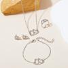 New Fashion Hollow Double Love Heart Pendant Necklace, Bracelet, Ring, Earrings Ladies Exquisite Sparkling Jewelry Set S/set