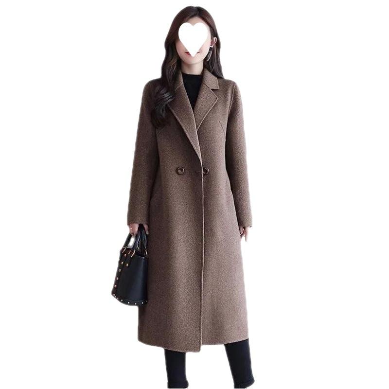 Updated Coat Spring and Autumn Medium and Long Large Size Woolen Korean Version Relaxed Fit Woolen Coat Women