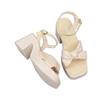 Coarse Heel with Sandals Women's Skirt New Summer Bow Temperament High Heel Sandals