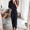 2026 Womens Elegant V-Neck Wrap Tie High-Waist Floral Print Long Dress Slim Fit Casual Office Wear