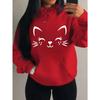 Simple Word Cat Smile Pattern Women Hoodies Fashion Casual Streetwear Personality Hoodie Trendy Fleece Pulloverar
