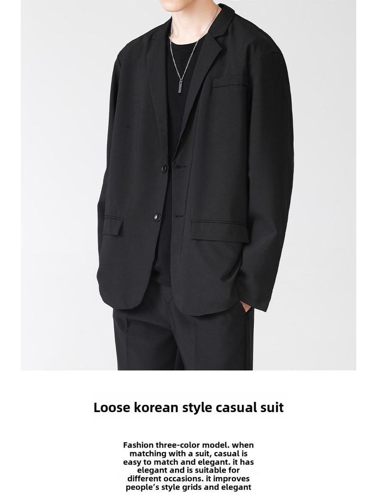 LKTM Korean Style Men's Casual Loose Suit Jacket - Trendy & Versatile