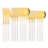 20Pcs Gold Dinnerware Set Stainless Steel Cutlery Set Mirror Silverware Knife Dessert Fork Spoon Tableware Flatware Set