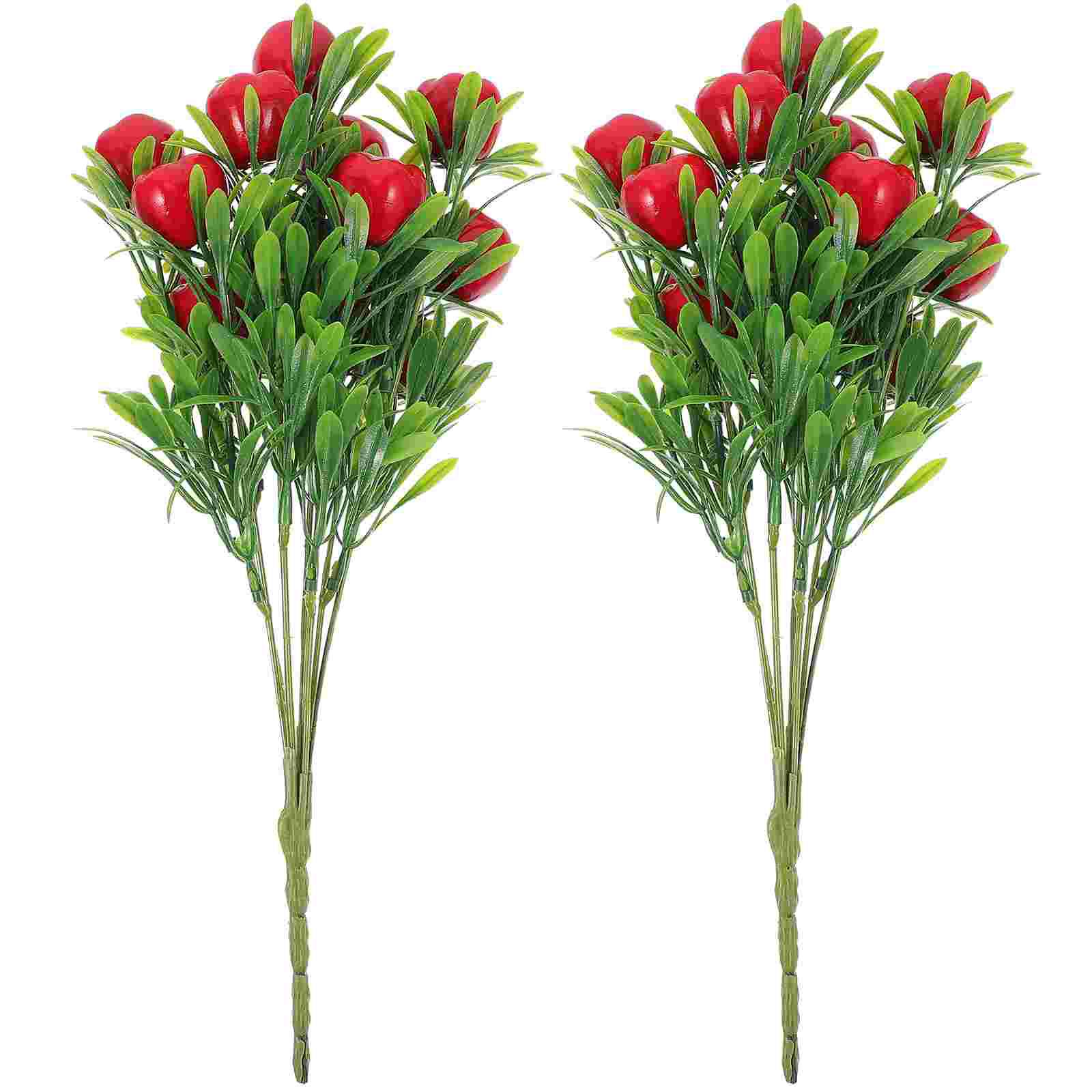 

2 шт. искусственные яблоки стебли поддельные фруктовые ветки вазы наполнение декор пластик DIY дерево искусственное 32.50X10.00X10.00CM красный