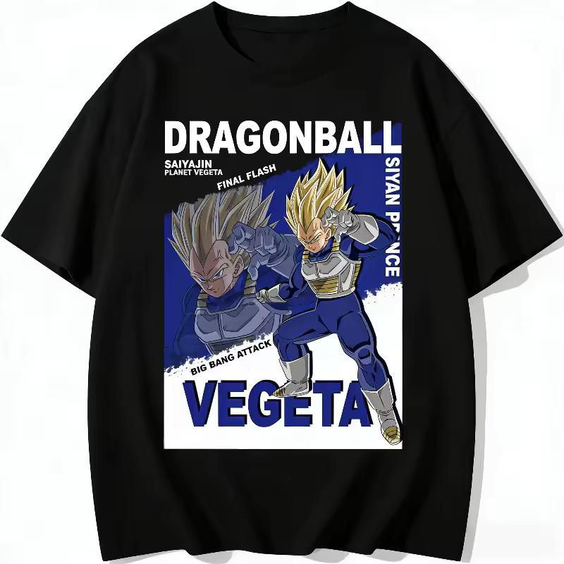 Dragon Ball Z Vegeta Saiyan Prince Printed T-shirt Summer unisex Loose and Breathable cotton T-shirt Top