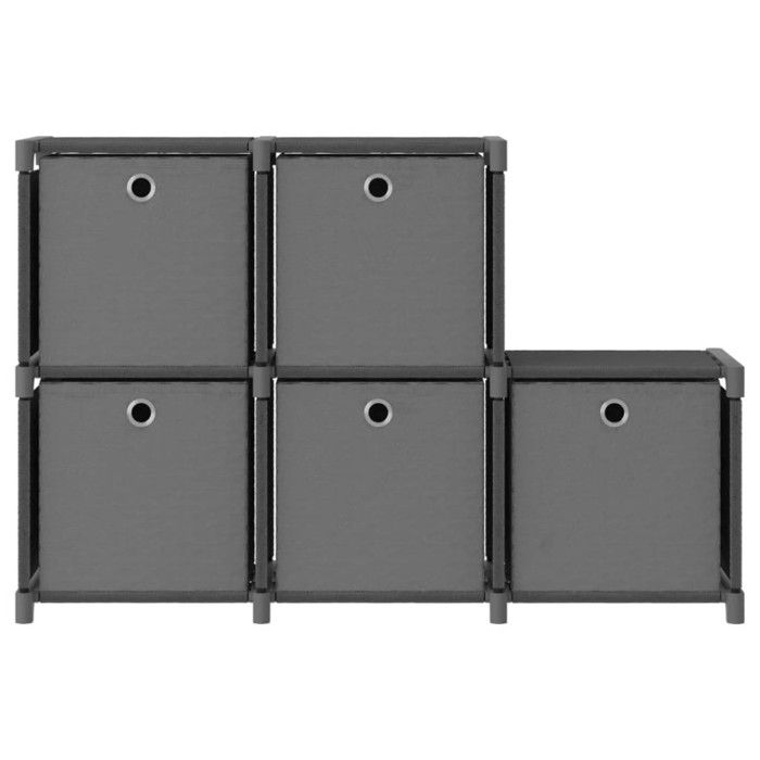 VidaXL Étagère d'affichage 5 cubes et boîtes Gris 103x30x72,5 cm Tissu