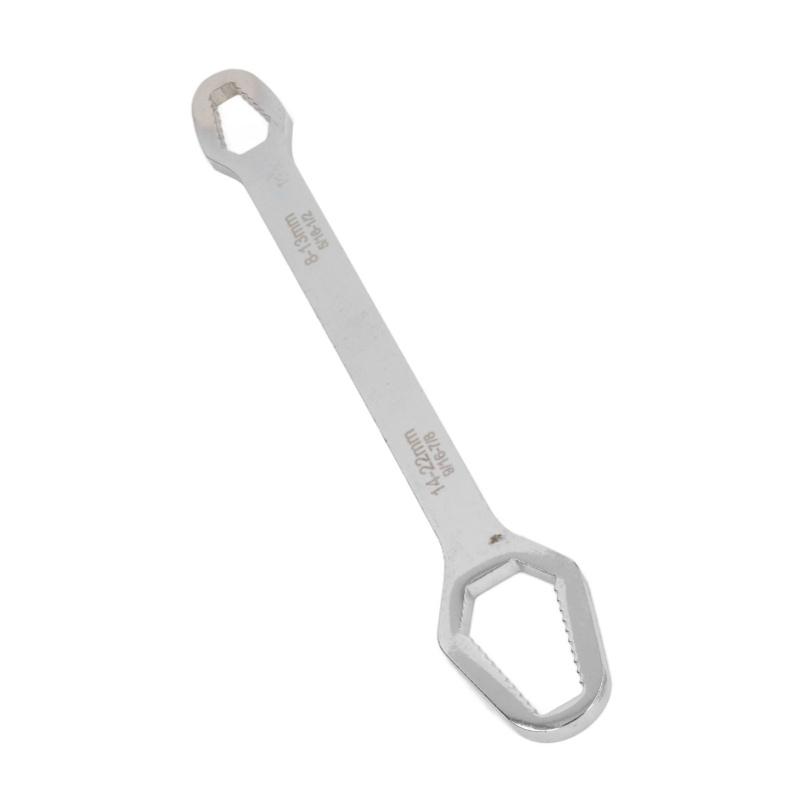 Double Ended Self Tightening Wrench Multifunctional Adjustable 8-22mm Self Tightening Spanner For Auto Repair Silver